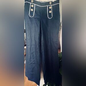 Linen Wide Leg Nautical Pants 4 Wide Leg Coastal Grandma Classic Capsule Career